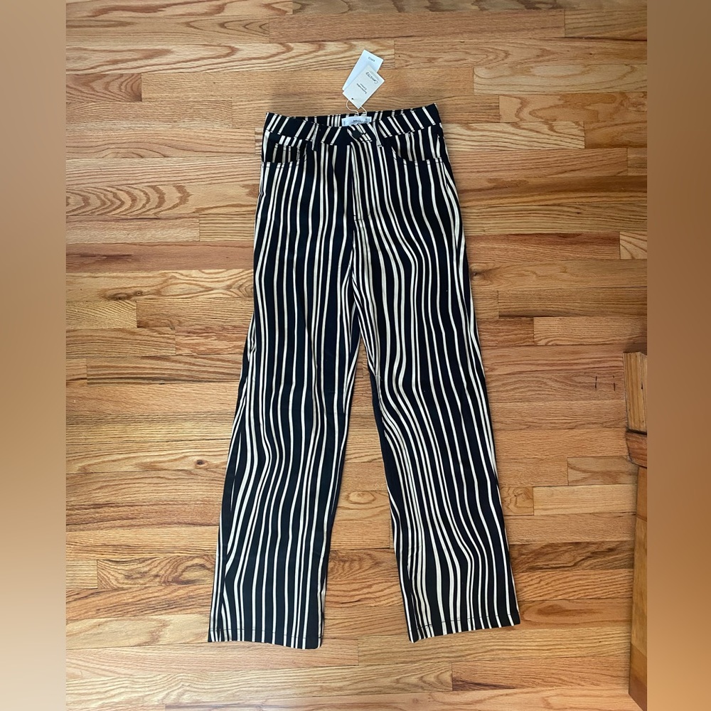Mango Women’s Black and White Striped Pants